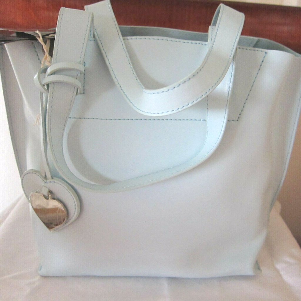 Tosca Blue Baby Blue Split Leather Tote Handbag - Medium Size - New With Tags